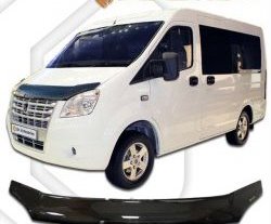 1 759 р. Дефлектор капота CA-Plastic ГАЗ ГАЗель Next A62,А65 автобус (2016-2025) (Шелкография карбон-серебро)  с доставкой в г. Воронеж. Увеличить фотографию 2