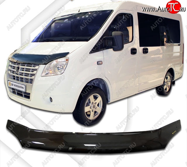 2 599 р. Дефлектор капота CA-Plastiс exclusive ГАЗ ГАЗель Next A62,А65 автобус (2016-2025) (Classic черный, Без надписи)  с доставкой в г. Воронеж