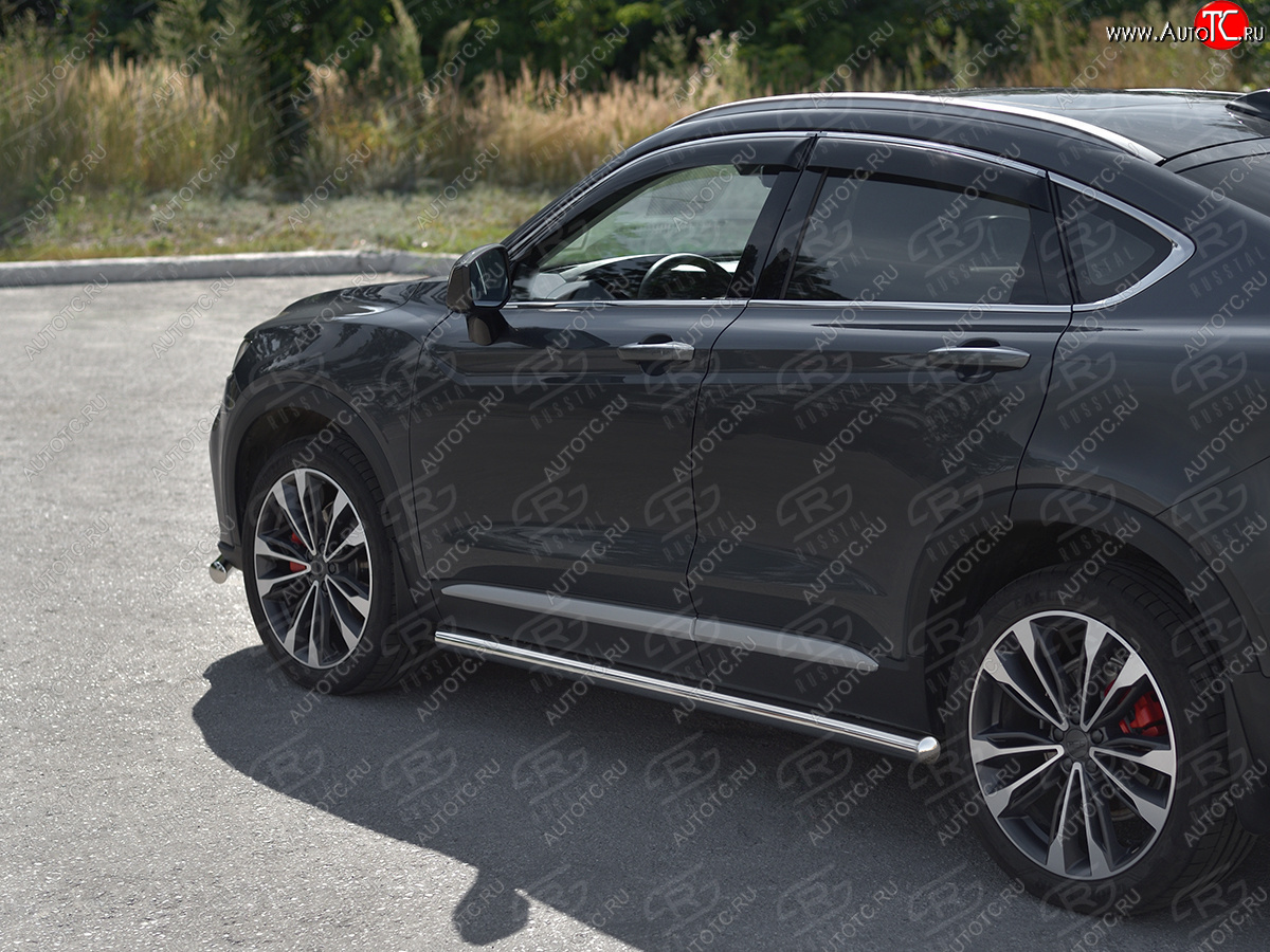17 499 р. Защита порогов (труба, d63 мм) SLITKOFF  Geely Tugella  FY11,HPBA4 (2019-2025) дорестайлинг, рестайлинг (Круглые торцы 90°)  с доставкой в г. Воронеж