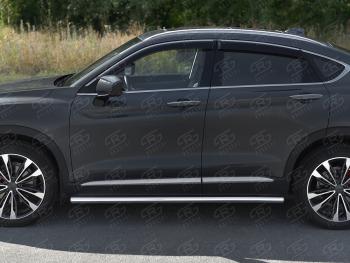17 499 р. Защита порогов (труба, d63 мм) SLITKOFF  Geely Tugella  FY11,HPBA4 (2019-2025) дорестайлинг, рестайлинг (Круглые торцы 90°)  с доставкой в г. Воронеж. Увеличить фотографию 2