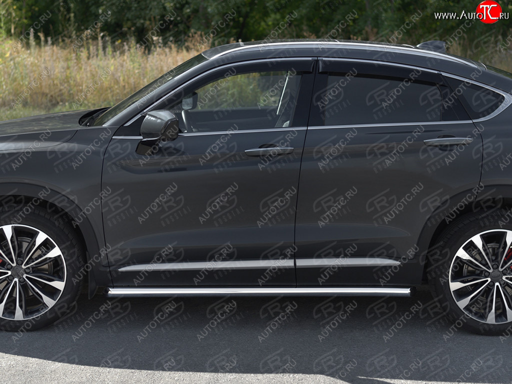 17 499 р. Защита порогов (труба, d63 мм) SLITKOFF  Geely Tugella  FY11,HPBA4 (2019-2025) дорестайлинг, рестайлинг (Торцы со срезом 45°)  с доставкой в г. Воронеж