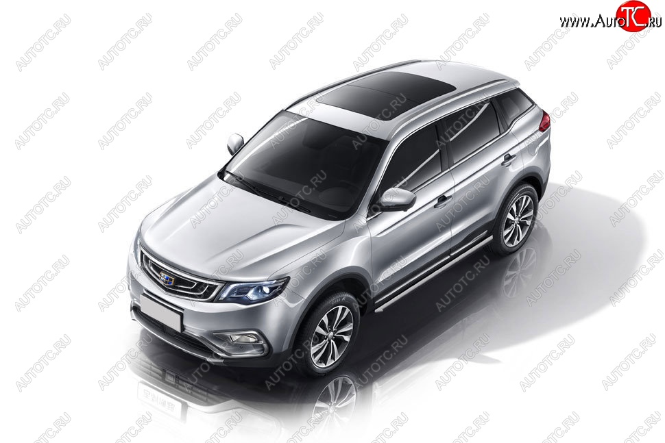8 499 р. Защита порогов Slitkoff (d57 мм)  Geely Atlas  NL3 - Atlas Pro  NL3 (Сталь с полимерным покрытием. Цвет: серебристый)  с доставкой в г. Воронеж