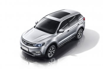 12 399 р. Защита порогов Slitkoff (d76, с проступями) Geely Atlas NL3 (2016-2022) (Сталь с полимерным покрытием. Цвет: чёрный)  с доставкой в г. Воронеж. Увеличить фотографию 1