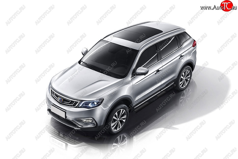 12 399 р. Защита порогов Slitkoff (d76, с проступями) Geely Atlas NL3 (2016-2022) (Сталь с полимерным покрытием. Цвет: чёрный)  с доставкой в г. Воронеж