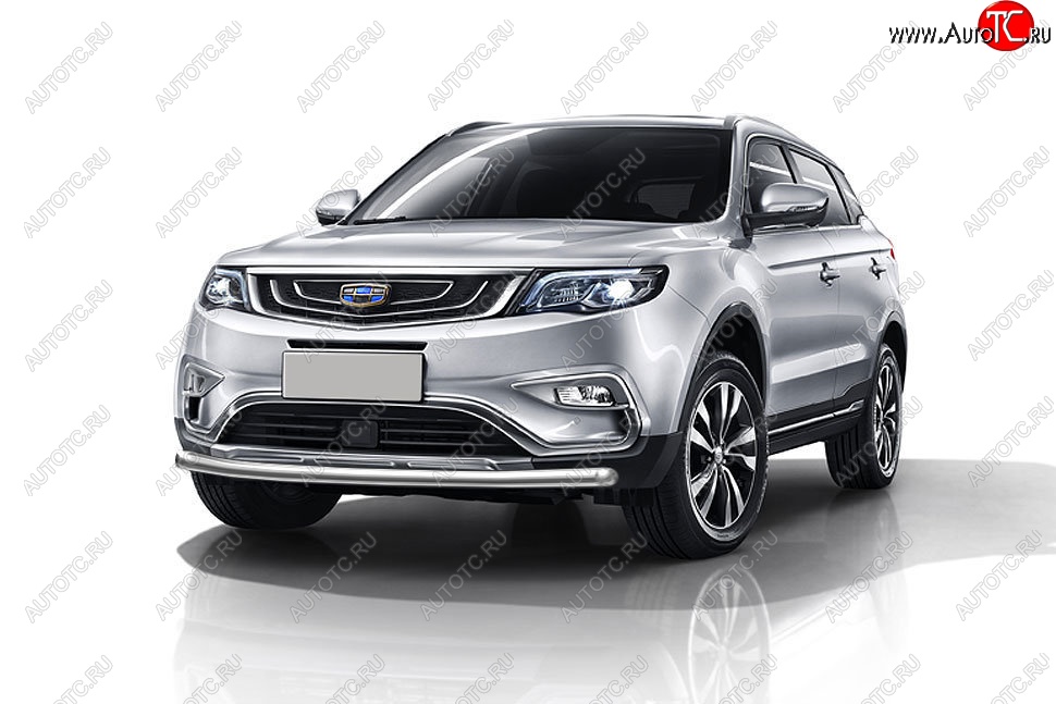 11 599 р. Защита переднего бампера Slitkoff (d57 мм)  Geely Atlas  NL3 (2016-2022) (Нержавейка, Полированная)  с доставкой в г. Воронеж
