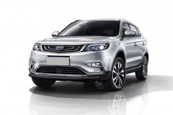 7 999 р. Защита переднего бампера Slitkoff (d57 мм) Geely Atlas NL3 (2016-2022) (Сталь с полимерным покрытием. Цвет: чёрный)  с доставкой в г. Воронеж. Увеличить фотографию 1