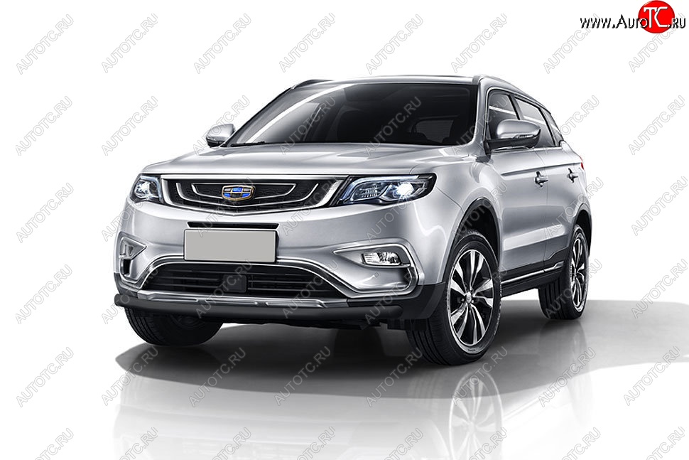 7 999 р. Защита переднего бампера Slitkoff (d57 мм) Geely Atlas NL3 (2016-2022) (Сталь с полимерным покрытием. Цвет: чёрный)  с доставкой в г. Воронеж