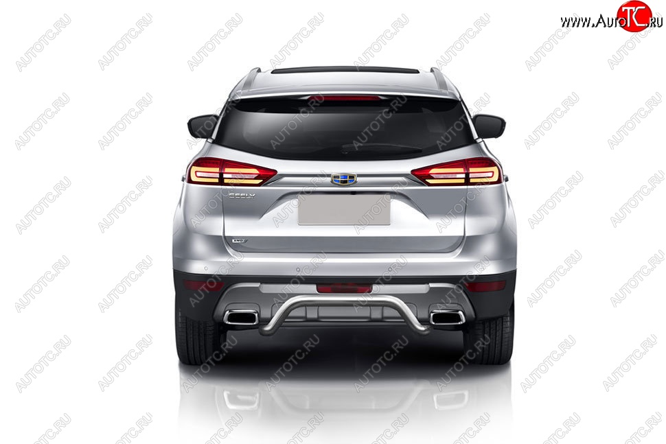 10 849 р. Защита заднего бампера Slitkoff (d57 мм)  Geely Atlas  NL3 (2016-2022) (Нержавейка, Полированная)  с доставкой в г. Воронеж