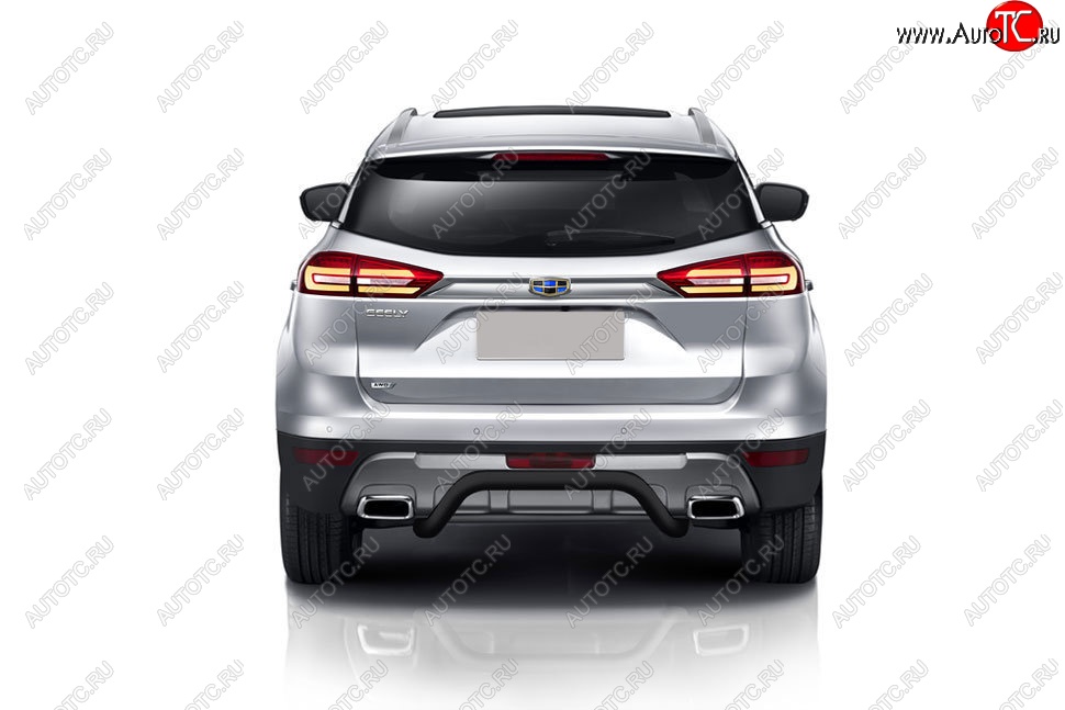 7 599 р. Защита заднего бампера Slitkoff (d57 мм)  Geely Atlas  NL3 (2016-2022) (Сталь с полимерным покрытием. Цвет: чёрный)  с доставкой в г. Воронеж