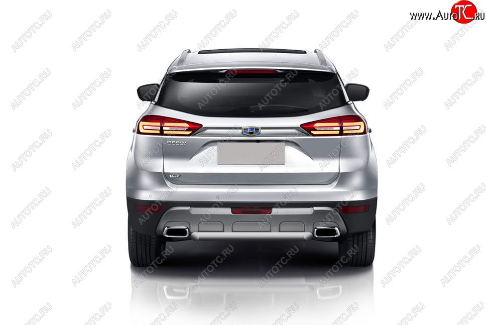 4 649 р. Защита заднего бампера Slitkoff (короткая, d57)  Geely Atlas  NL3 (2016-2022) (Сталь с полимерным покрытием. Цвет: чёрный)  с доставкой в г. Воронеж