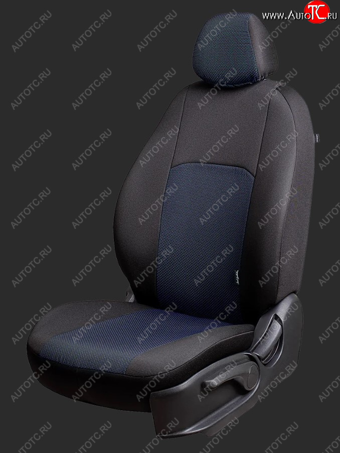5 399 р. Чехлы для сидений Lord Autofashion Дублин (жаккард, спинка 60/40+подлокотник+отдел. бок, 3 Г-образных подголовника)  Geely Emgrand EC7 (2009-2016) хэтчбек (Черный, вставка Ёж Синий)  с доставкой в г. Воронеж