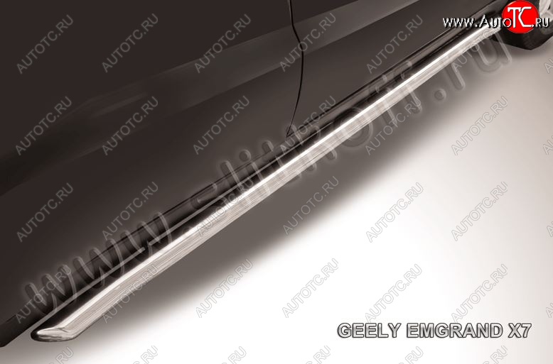 14 849 р. Защита порогов Slitkoff (с гибами, d57 мм) Geely Emgrand X7 дорестайлинг (2011-2015) (Нержавейка, Полированная)  с доставкой в г. Воронеж