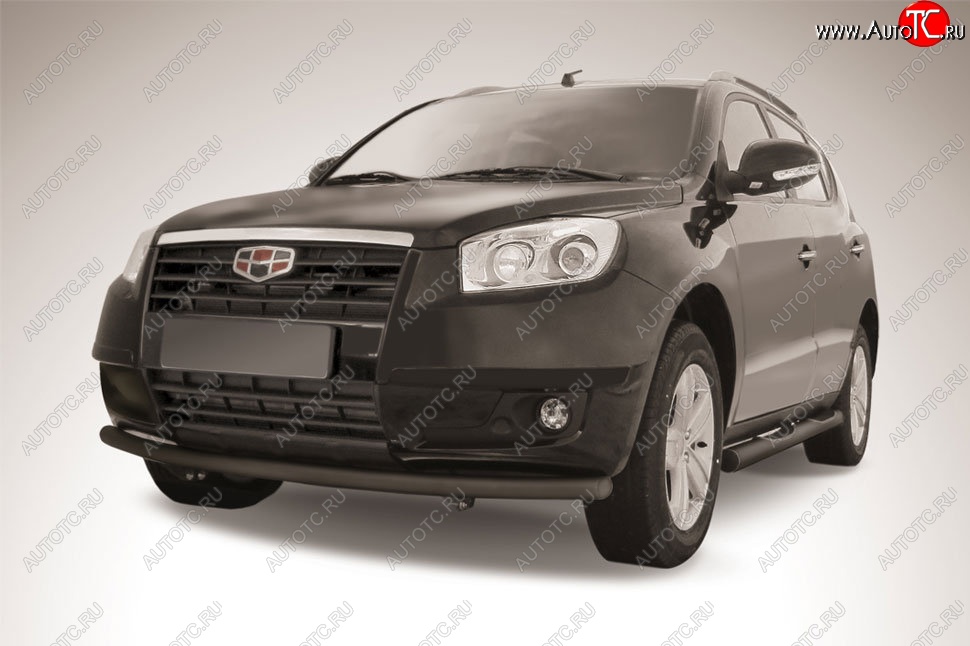 10 349 р. Защита переднего бампера Slitkoff (радиусная, d57 мм) Geely Emgrand X7 дорестайлинг (2011-2015) (Сталь с полимерным покрытием. Цвет: чёрный)  с доставкой в г. Воронеж