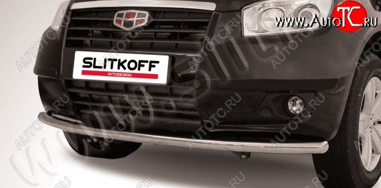 14 799 р. Защита переднего бампера Slitkoff (радиусная, d57 мм)  Geely Emgrand X7 (2011-2015) дорестайлинг (Нержавейка, Полированная)  с доставкой в г. Воронеж
