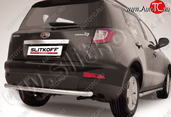 11 999 р. Защита заднего бампера Slitkoff (радиусная, d57 мм)  Geely Emgrand X7 (2011-2015) дорестайлинг (Нержавейка, Полированная)  с доставкой в г. Воронеж