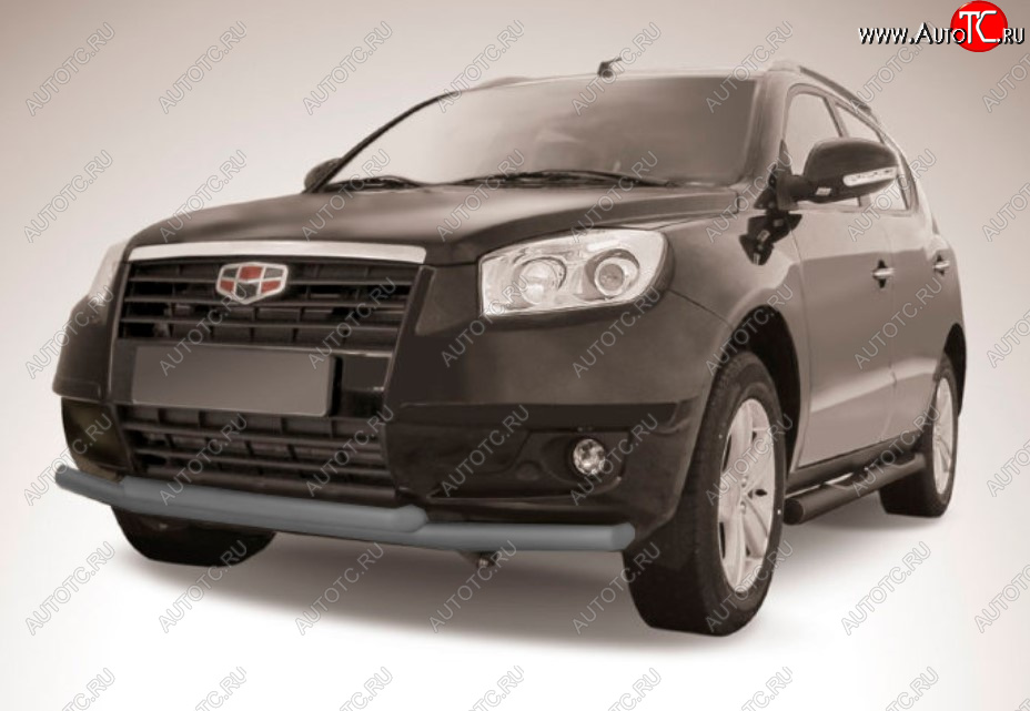 9 199 р. Защита переднего бампера Slitkoff (Ø 57+Ø 57).  Geely Emgrand X7 (2011-2015) дорестайлинг (Цвет: серебристый)  с доставкой в г. Воронеж