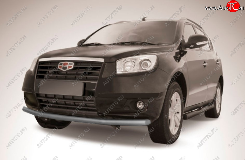 10 349 р. Защита переднего бампера Slitkoff (Ø 57 мм, радиусная)  Geely Emgrand X7 (2011-2015) дорестайлинг (Цвет: серебристый)  с доставкой в г. Воронеж