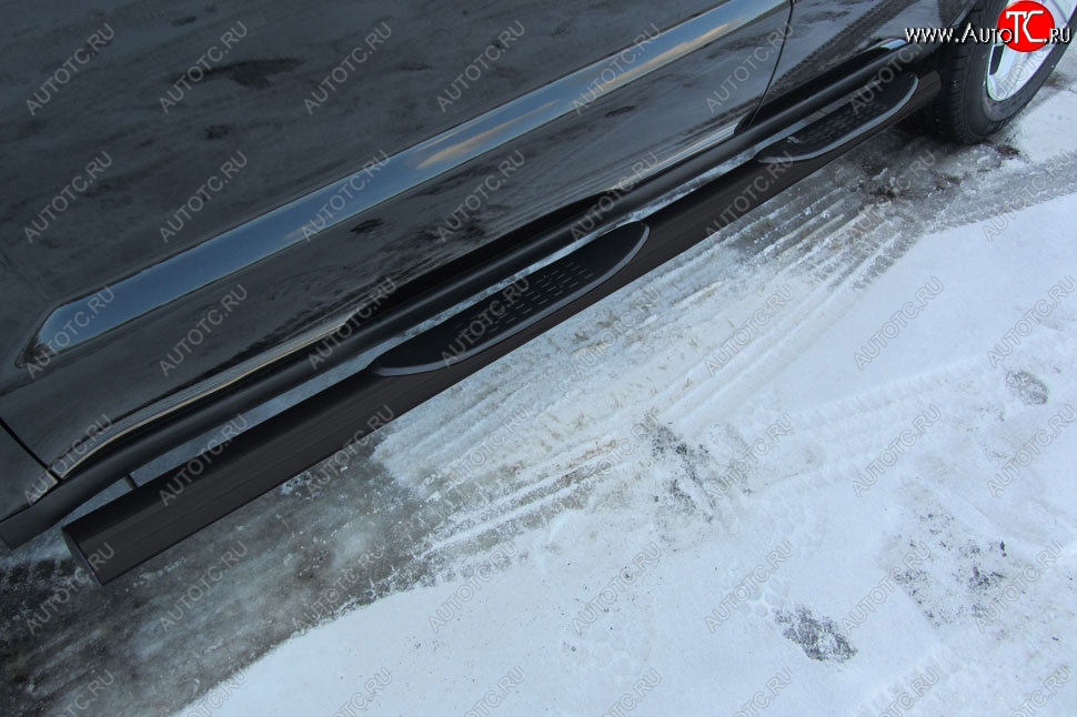 12 799 р. Защита порогов Slitkoff (d76, с проступями) Geely Emgrand X7 1-ый рестайлинг (2015-2018) (Сталь с полимерным покрытием. Цвет: чёрный)  с доставкой в г. Воронеж