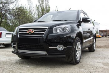 13 199 р. Защита переднего бампера Slitkoff (двойная радиусная, d57/42 мм)  Geely Emgrand X7 (2015-2018) 1-ый рестайлинг (Нержавейка, Полированная)  с доставкой в г. Воронеж. Увеличить фотографию 2