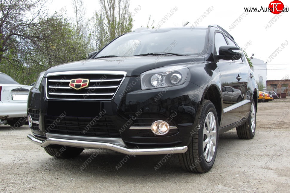 14 399 р. Защита переднего бампера Slitkoff (волна, d57)  Geely Emgrand X7 (2015-2018) 1-ый рестайлинг (Нержавейка, Полированная)  с доставкой в г. Воронеж