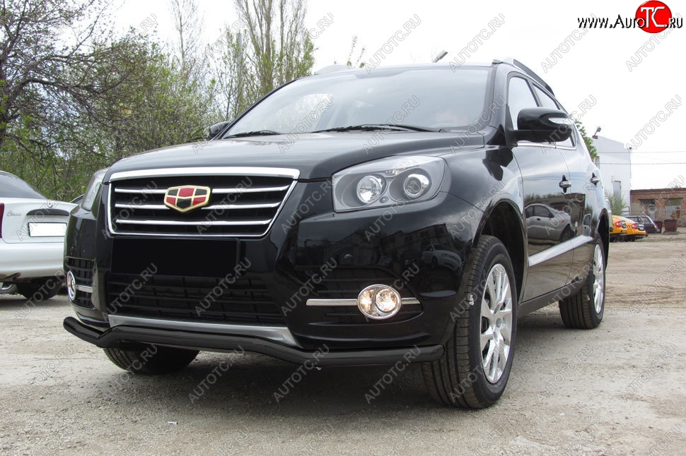 9 999 р. Защита переднего бампера Slitkoff (волна, d57)  Geely Emgrand X7 (2015-2018) 1-ый рестайлинг (Сталь с полимерным покрытием. Цвет: чёрный)  с доставкой в г. Воронеж
