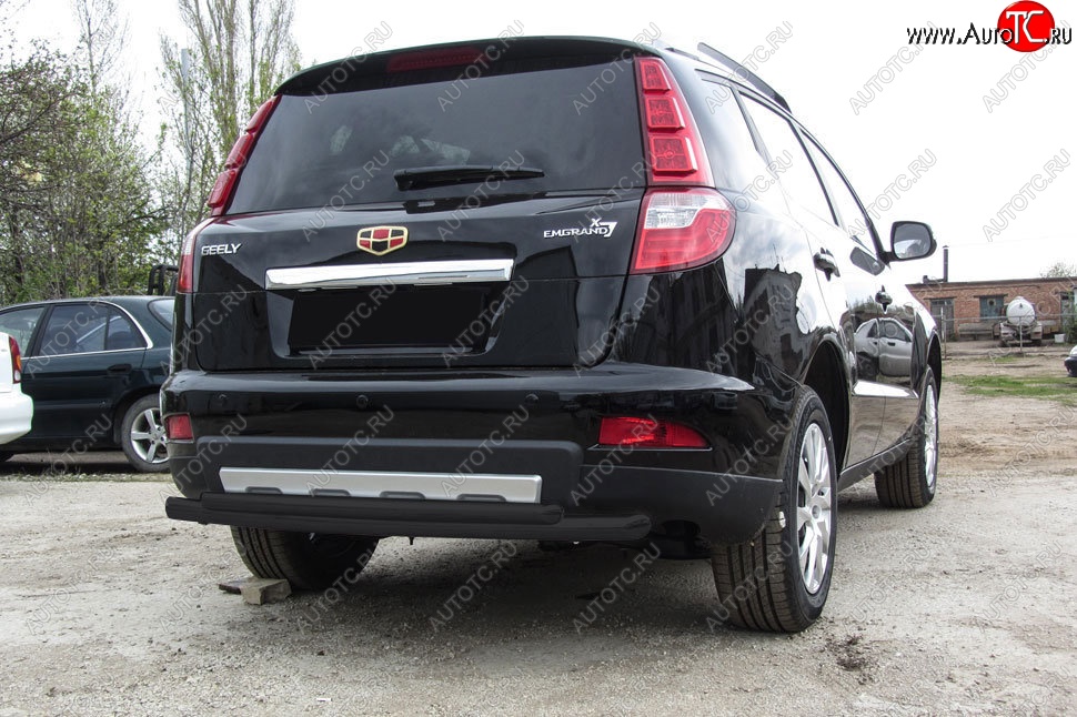 7 999 р. Защита заднего бампера Slitkoff (двойная радиусная, d57/42 мм)  Geely Emgrand X7 (2015-2018) 1-ый рестайлинг (Сталь с полимерным покрытием. Цвет: чёрный)  с доставкой в г. Воронеж