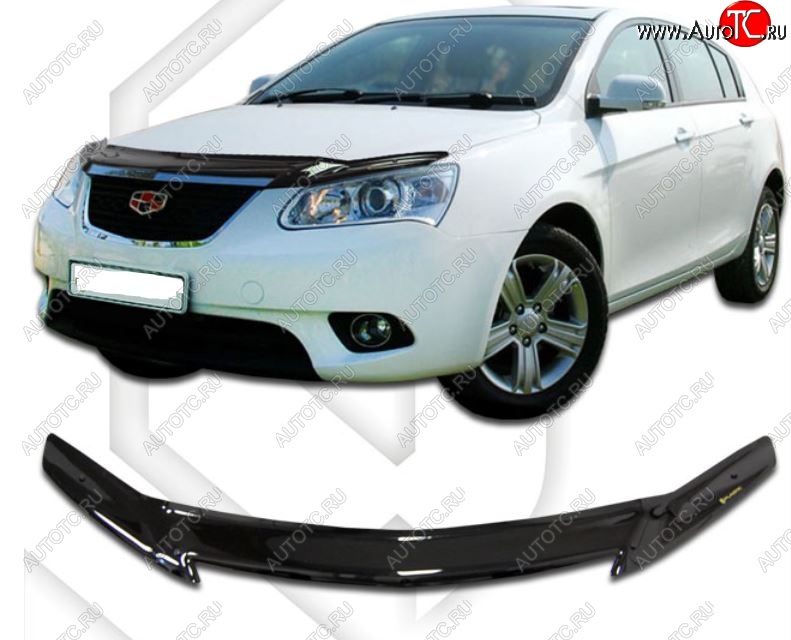 2 079 р. Дефлектор капота CA-Plastic  Geely Emgrand EC7 (2009-2016) хэтчбек (Classic черный, Без надписи)  с доставкой в г. Воронеж