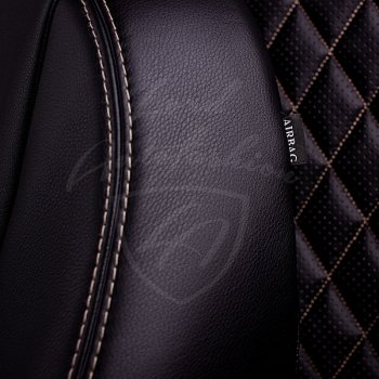 7 199 р. Чехлы для сидений Lord Autofashion Турин Ромб (экокожа, отдельные бока)  Geely Emgrand EC7 (2009-2018) седан дорестайлинг, хэтчбек, седан 1-ый рестайлинг (Черный, вставка черная, строчка красная)  с доставкой в г. Воронеж. Увеличить фотографию 2