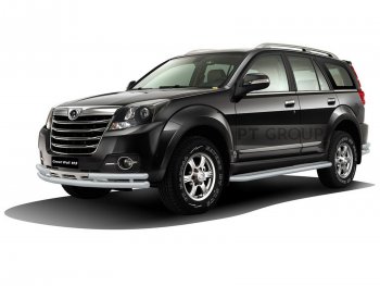 12 129 р. Порожки для ног из трубы Ø51 с алюминиевой площадкой Petroil Tuning Great Wall Hover H3  рестайлинг (2014-2016) (Черный (Шагрень))  с доставкой в г. Воронеж. Увеличить фотографию 2