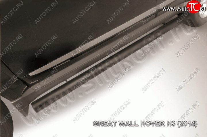 10 949 р. Защита порогов Slitkoff (труба d76) Great Wall Hover H3  рестайлинг (2014-2016) (Цвет: серебристый)  с доставкой в г. Воронеж