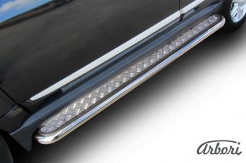 25 999 р. Защита штатных порогов с листом Arbori (труба - нержавейка d42, лист - алюминий) Great Wall Hover H3  рестайлинг (2014-2016)  с доставкой в г. Воронеж. Увеличить фотографию 2