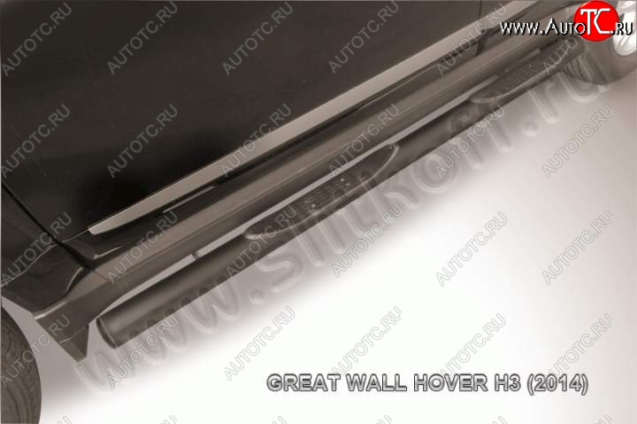 12 399 р. Защита порогов Slitkoff (труба d76, с проступью) Great Wall Hover H3  рестайлинг (2014-2016) (Цвет: серебристый)  с доставкой в г. Воронеж
