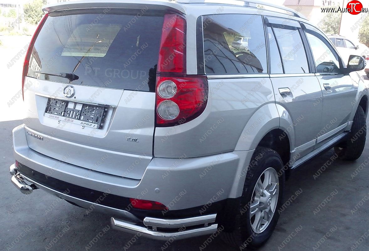 12 299 р. Защита заднего бампера Petroil Tuning (уголки двойные, d63/51)  Great Wall Hover H3 (2014-2016)  рестайлинг (Нержавейка)  с доставкой в г. Воронеж