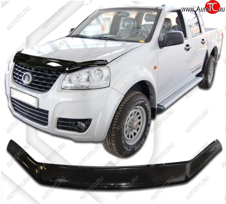 2 159 р. Дефлектор капота CA-Plastic Great Wall Wingle 5 (2011-2017) (Classic черный, Без надписи)  с доставкой в г. Воронеж