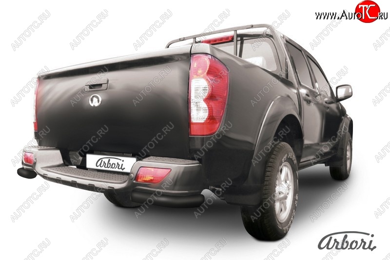 5 399 р. Защита заднего бампера Arbori (уголки, черная, 1 труба d42 mm).  Great Wall Wingle 5 (2011-2017)  с доставкой в г. Воронеж
