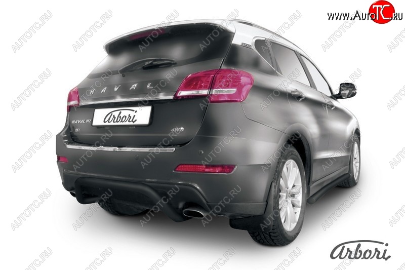 5 669 р. Защита заднего бампера Arbori (скоба, черная, 1 труба d57 mm).  Haval H2 (2014-2021)  с доставкой в г. Воронеж