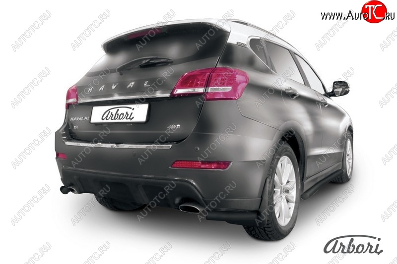 5 399 р. Защита заднего бампера Arbori (уголки, черная, 1 труба d57 mm).  Haval H2 (2014-2021)  с доставкой в г. Воронеж
