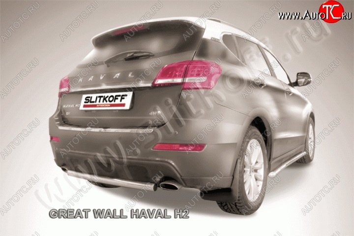 8 699 р. Защита заднего бампера из короткой трубы диаметром 57 мм Slitkoff  Haval H2 (2014-2021) (Нержавеющая сталь)  с доставкой в г. Воронеж