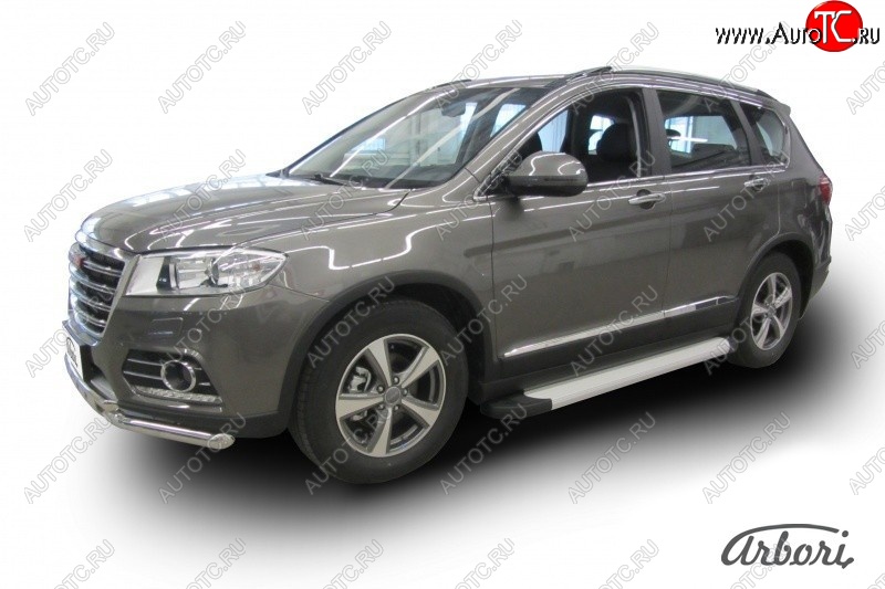 10 979 р. Порожки для ног Arbori Optima Silver Haval H6 (2013-2020)  с доставкой в г. Воронеж