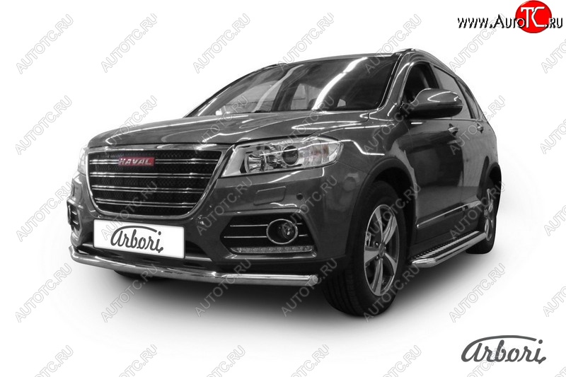 20 499 р. Защита переднего бампера Arbori (нержавейка, 1 труба d57 mm) Haval H6 (2013-2020)  с доставкой в г. Воронеж