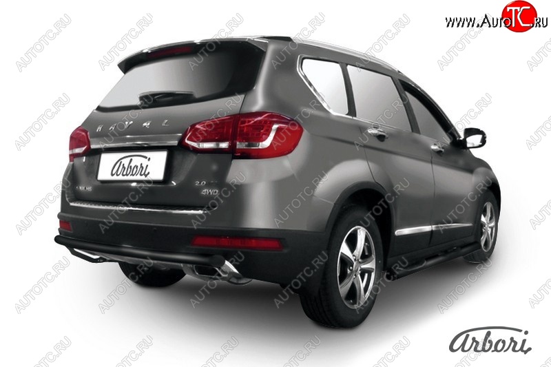 7 019 р. Защита заднего бампера Arbori (черная, 1 труба d57 mm). Haval H6 (2013-2020)  с доставкой в г. Воронеж