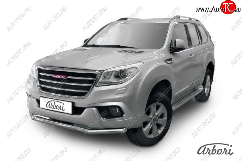 17 399 р. Защита переднего бампера Arbori (нержавейка, 1 труба d57 mm) Haval H9 дорестайлинг (2015-2017)  с доставкой в г. Воронеж