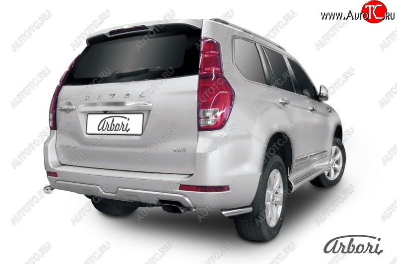 1 749 р. Защита заднего бампера Arbori (уголки, нержавейка, 1 труба d57 mm). Haval H9 дорестайлинг (2015-2017)  с доставкой в г. Воронеж
