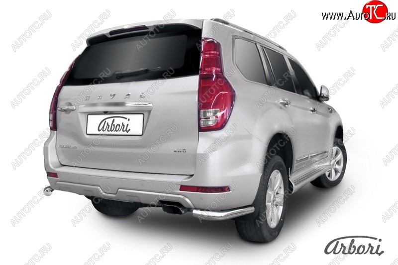 15 449 р. Защита заднего бампера Arbori (уголки, нержавейка, 1 труба d76 mm). Haval H9 дорестайлинг (2015-2017)  с доставкой в г. Воронеж