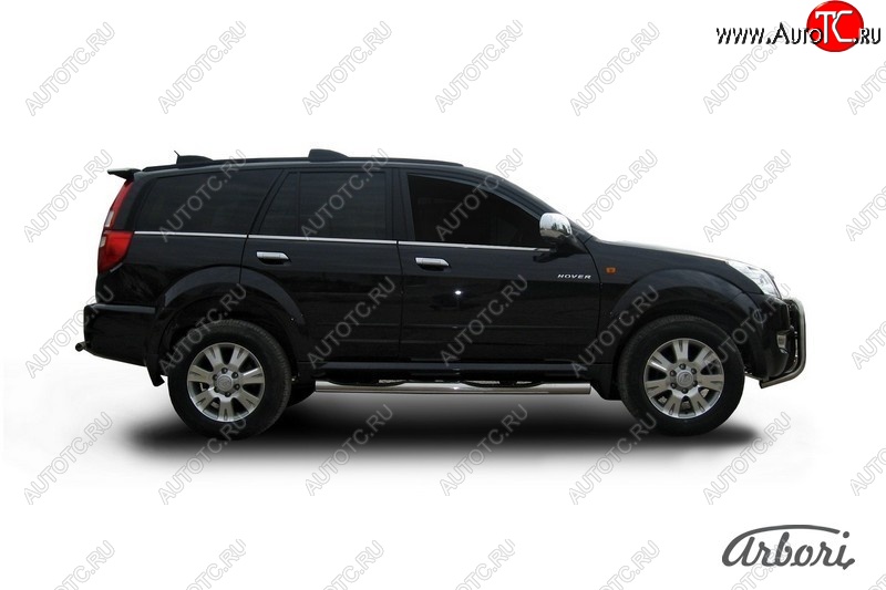 14 579 р. Защита штатных порогов Arbori (с проступью, нержавейка, d76 mm). Great Wall Hover  1-ый рестайлинг (2010-2014)  с доставкой в г. Воронеж