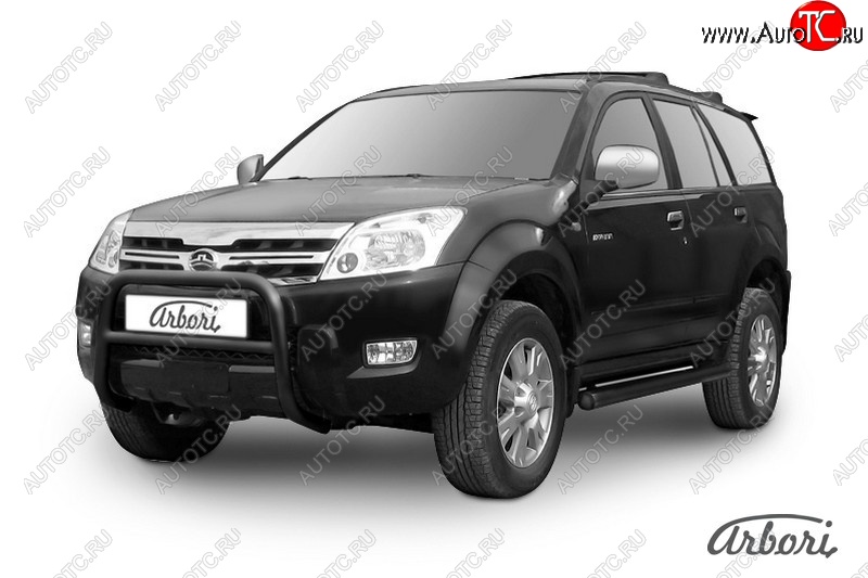 12 788 р. Защита переднего бампера Arbori (низкая, черная, 1 труба d57 mm). Great Wall Hover  1-ый рестайлинг (2010-2014)  с доставкой в г. Воронеж
