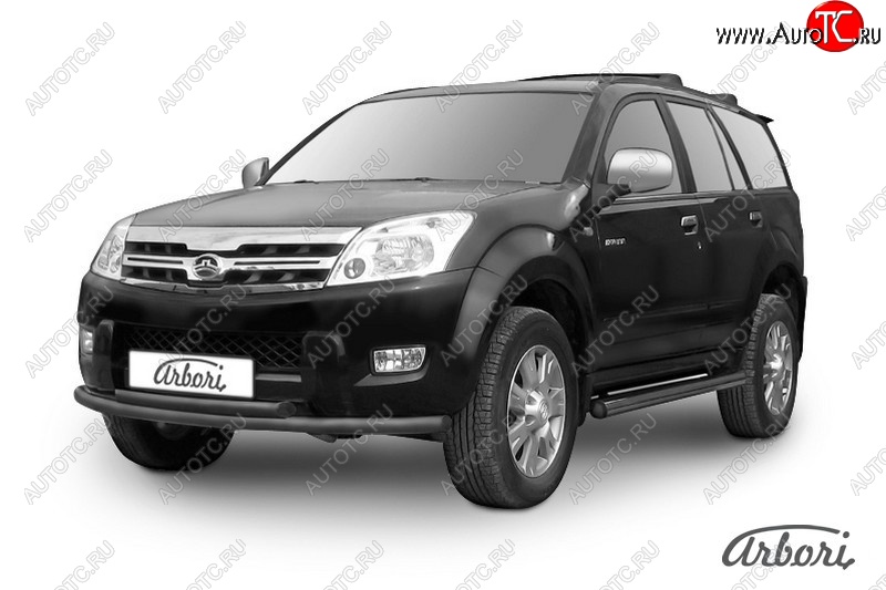 6 119 р. Защита переднего бампера Arbori (черная, 2 трубы d57 и 57 mm) Great Wall Hover  1-ый рестайлинг (2010-2014)  с доставкой в г. Воронеж