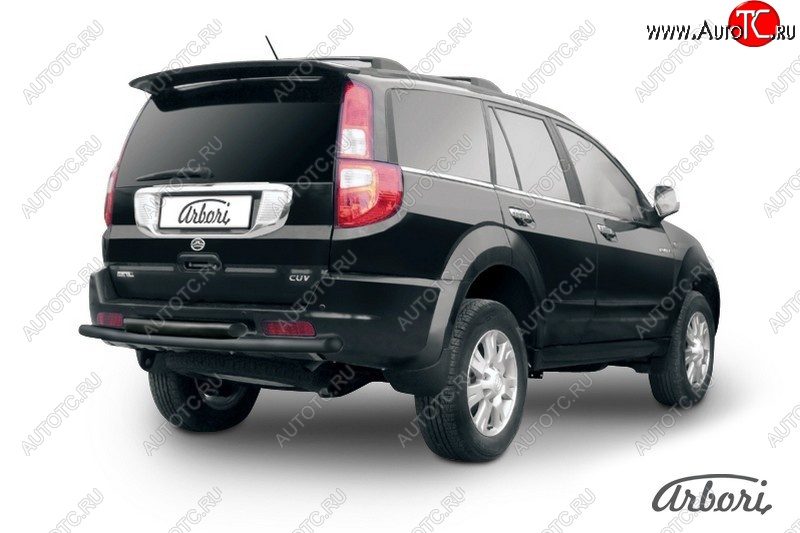 5 669 р. Защита заднего бампера Arbori (черная, 2 трубы d57 и 57 mm). Great Wall Hover  1-ый рестайлинг (2010-2014)  с доставкой в г. Воронеж