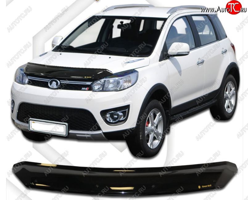 1 999 р. Дефлектор капота CA-Plastic Great Wall Hover M4 (2012-2016) (Classic черный, Без надписи)  с доставкой в г. Воронеж