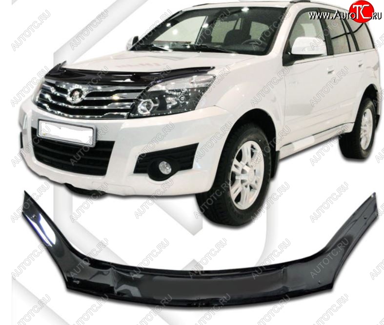 2 079 р. Дефлектор капота CA-Plastic  Great Wall Hover H3 (2010-2014)  дорестайлинг (серия Classic черный, Без надписи)  с доставкой в г. Воронеж